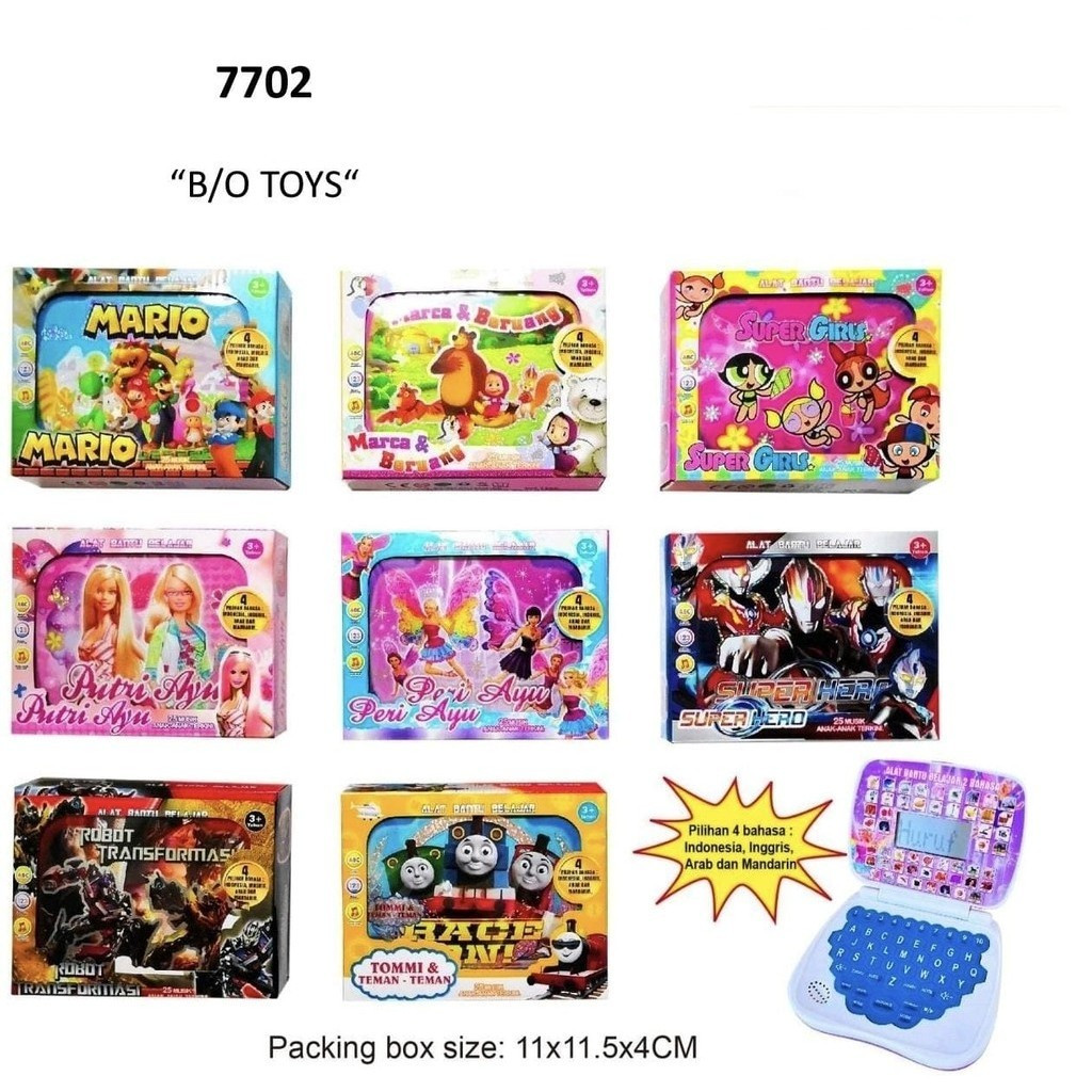 MAINAN ANAK LAPTOP LAYAR 4 BAHASA 7702