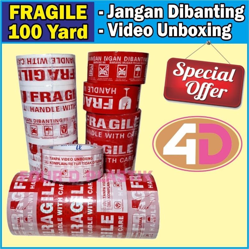 

72ROLL(1DUS/KARTON) LAKBAN FRAGILE VIDEO UNBOXING 45X100YARD /72YARD