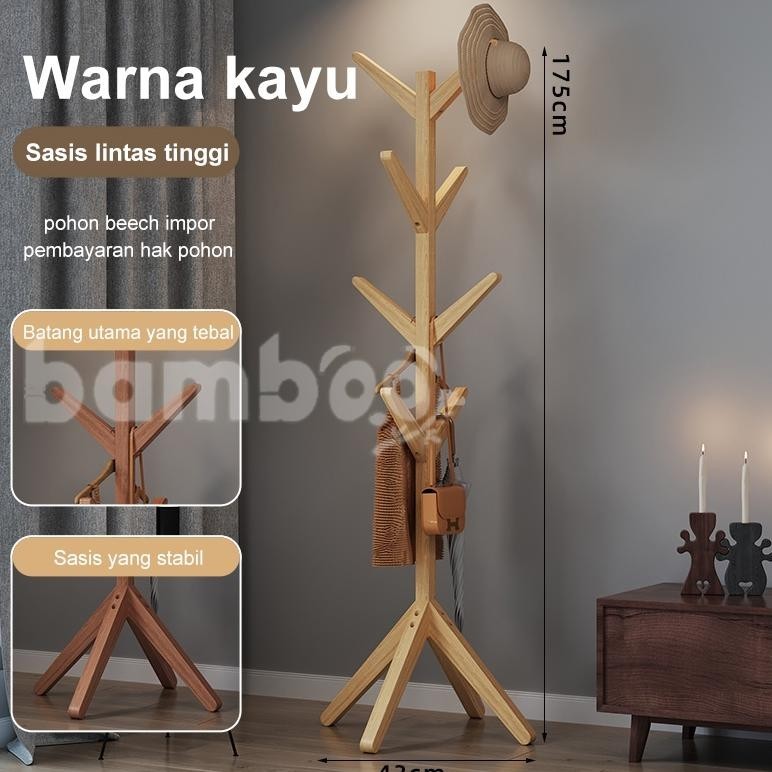 Stand Hanger Kayu/Stand Hanger/Gantungan Topi Multifungsi/Gantungan Tas Dan Topi /Rak mantel kayu /R