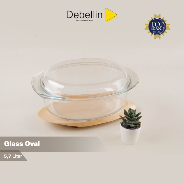 Debellin Glass Oval Casserole Mangkok Saji Kaca Borosilicate 5,7 Liter