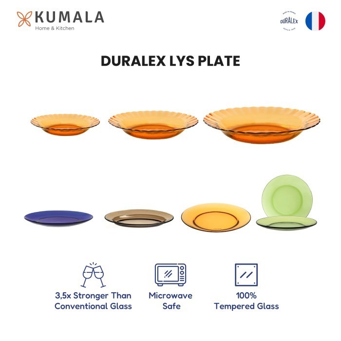 Duralex Lys Plate - Piring Makan Kaca - Glass Dinner Dessert Plate