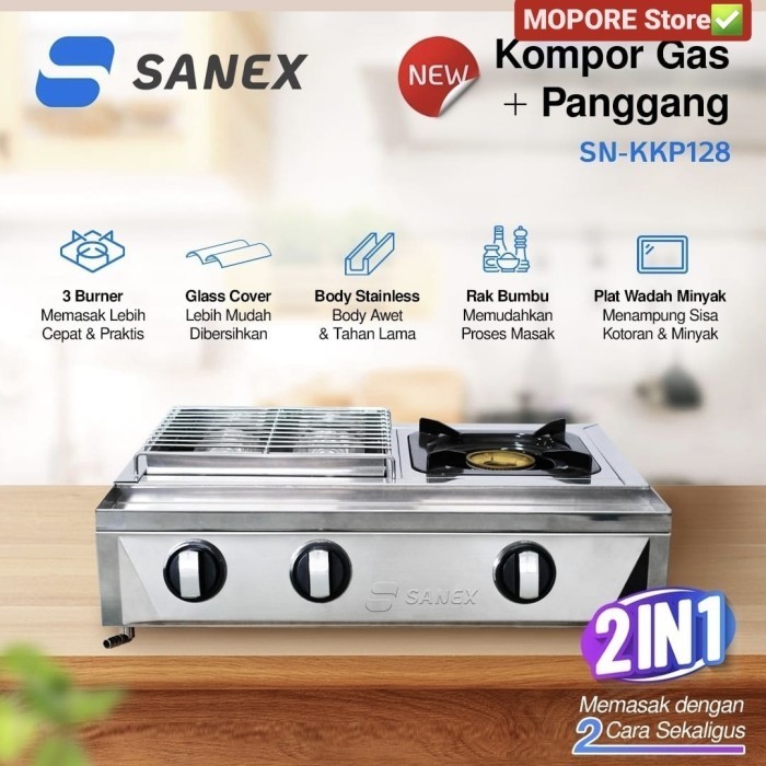 KOMPOR GAS SANEX 2 TUNGKU 2IN1(PANGGANGAN DAN KOMPOR)