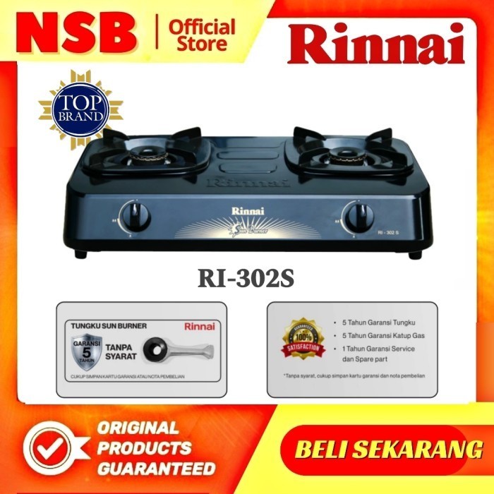 KOMPOR GAS RINAI RINNAI 2 TUNGKU STAINLESS MURAH