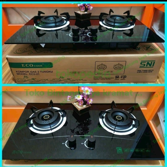 KOMPOR GAS KACA TANAM 2 TUNGKU ECO COOK TYPE EC2-21