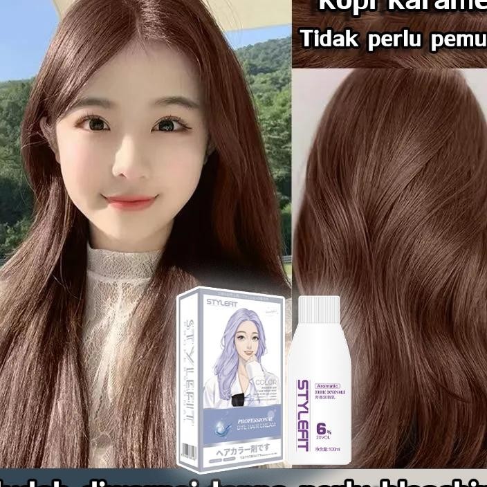 Beli 100Ml Gratis 100MlStyle Fit Cat Rambut Coklat Caramel Cat Rambut Bagus Tanpa BleacCat Rambut As