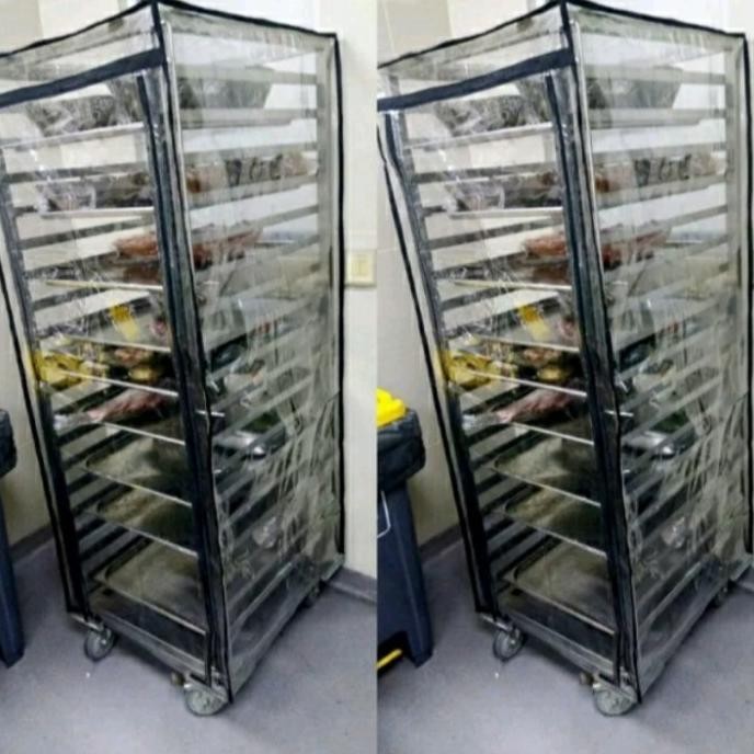 Cover plastik penutup rak loyang roti untuk rak 10-15 susun
