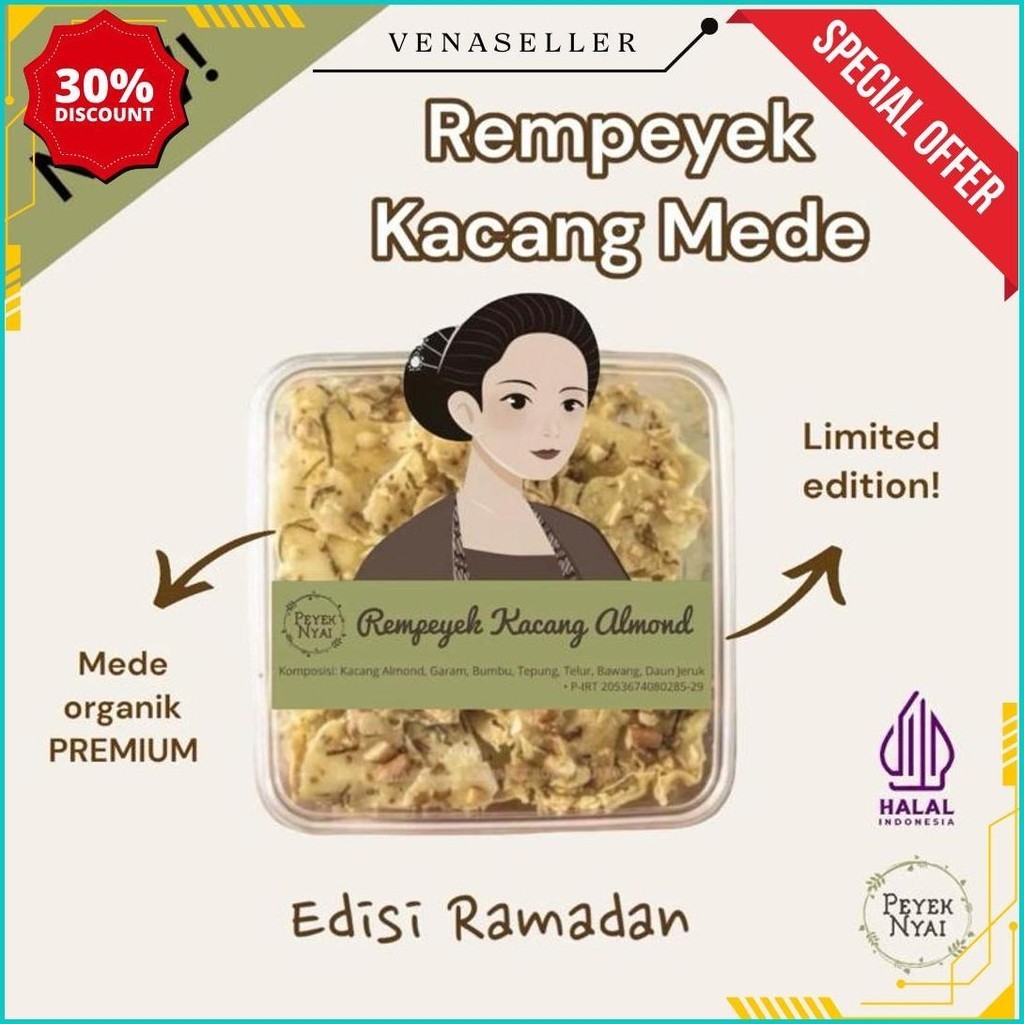 

Peyek Nyai - Rempeyek Kacang Mede (Large/Toples Kotak) Siap Kirim