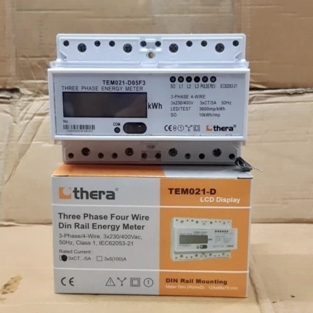 Ready Kwh Meter Thera Tem021-D05F3 Tem021N-D05F3 3P Ct/5A Single Tariff