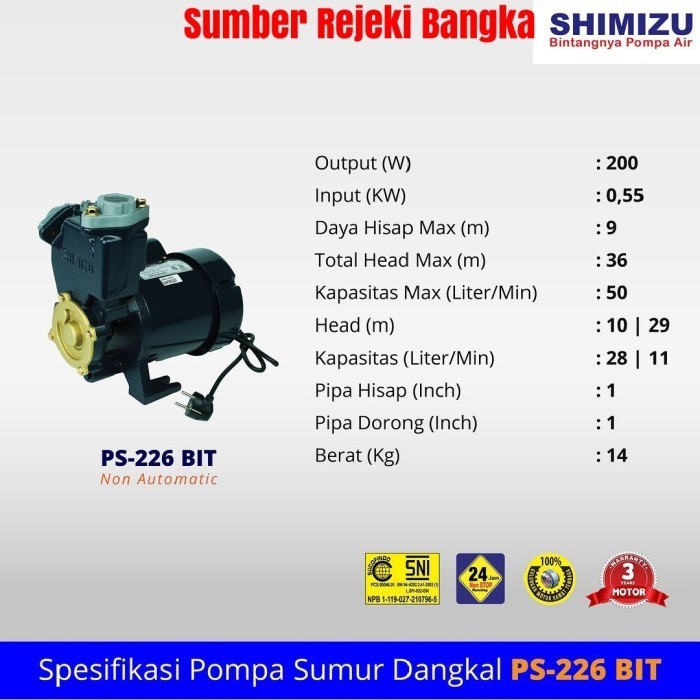 Shimizu Pompa Air Ps-226 Bit/Ps-226Bit