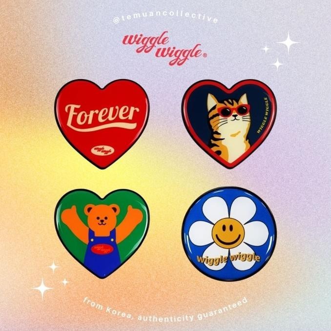 Ready Wiggle Wiggle Heart Round Griptok Collapsible Phone Holder Pop Socket Pengiriman Cepat