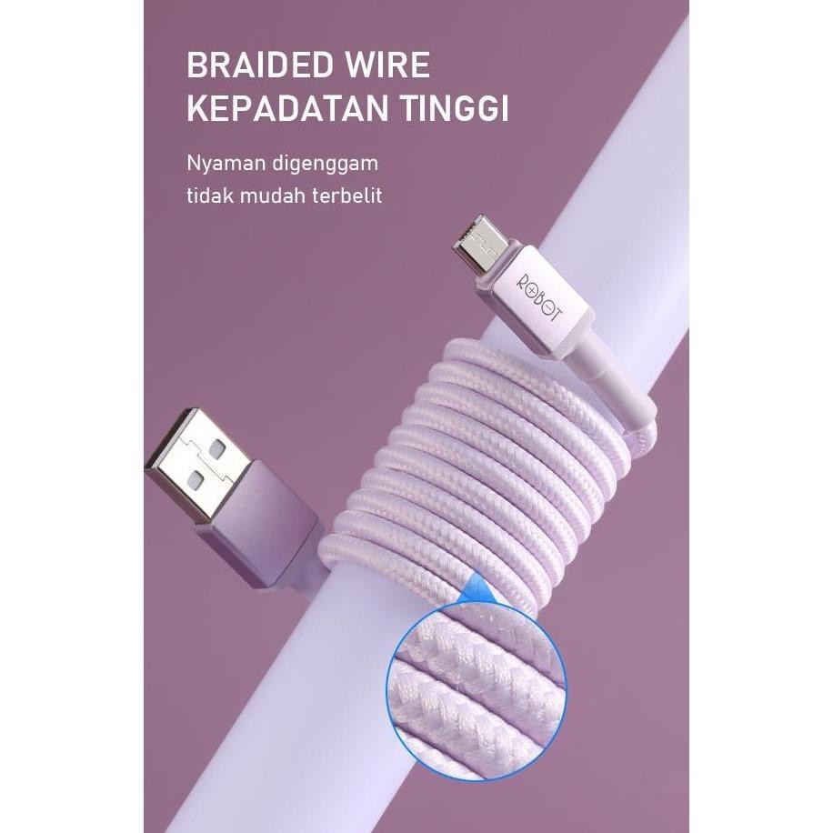 SGH - ROBOT RSM100 / RSM200 Kabel Cable Data Charging Charger Purple Android Micro USB 2.4A  1M & 2M