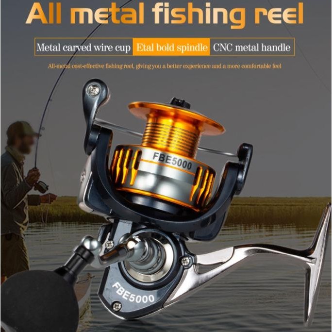 Reel Pancing Fbe 2000-7000 Bearing 17+1Bb Metal Spool One Way Drag 8Kg