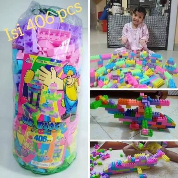 Mainan Lego Mr Block Besar 406 Pcs Edukasi - Brick Anak Edukatif