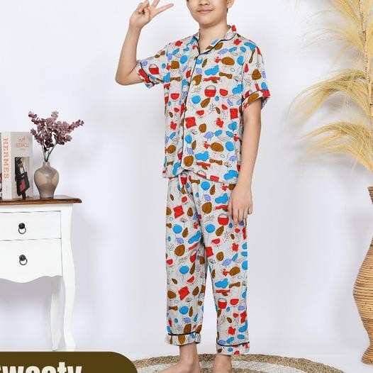 Nyenyak Piyama Anak Rayon 6 - 8 Tahun / Setelan Baju Tidur Rayon