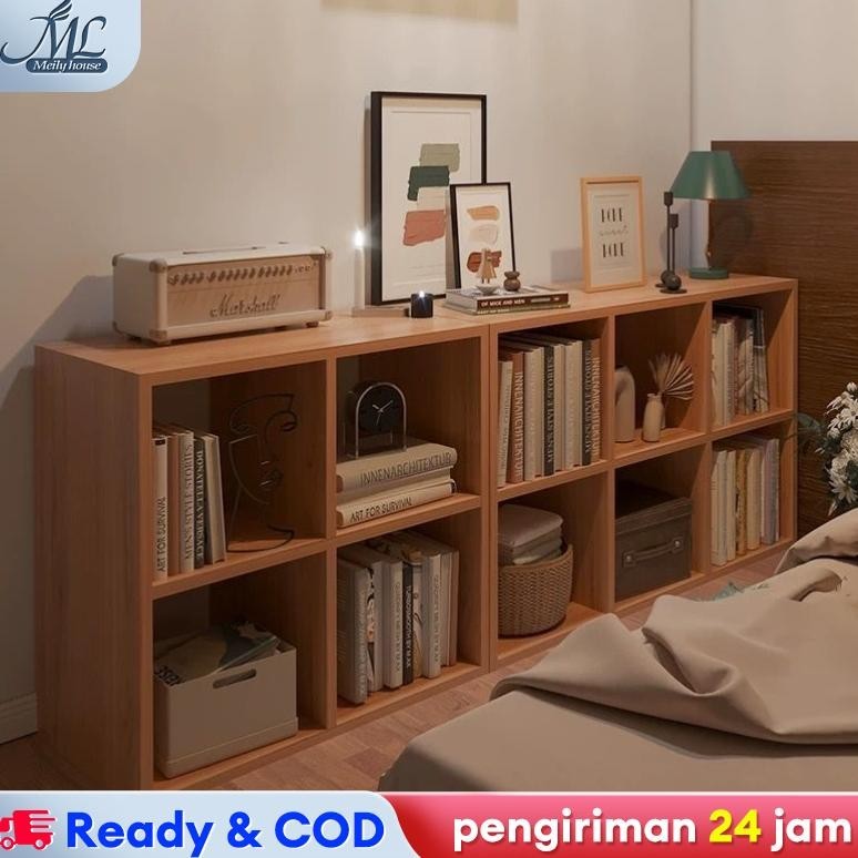 Lemari kayu Minimalis Lemari Buku 10 Kompartment Lemari Penyimpanan Lemari Lantai Ruang Tamu Rak Buk