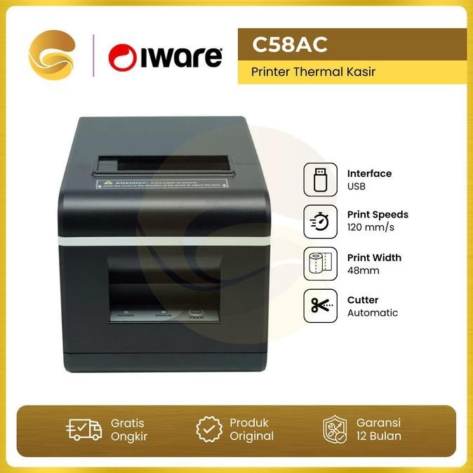 IWARE Printer Kasir Thermal C58AC Auto cutter C-58AC C58-AC 58MM USB