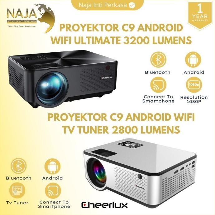 Mini Proyektor Cheerlux C9 Android Wifi Tv Tuner Led Projektor