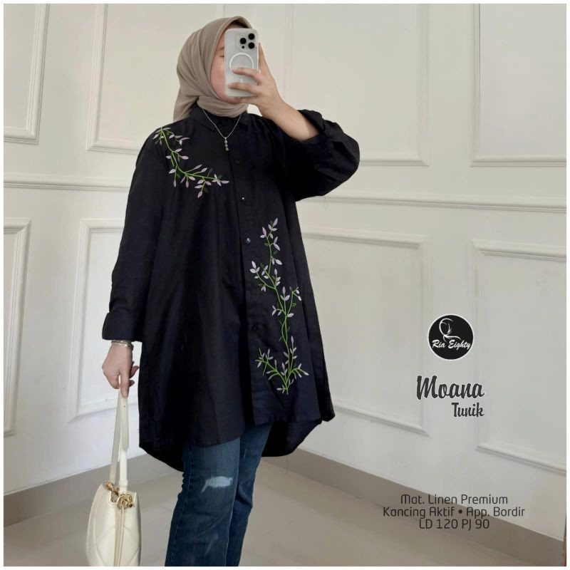 Moana Tunik / Ld 120cm Pb 90cm / Linen Premium / App Bordir