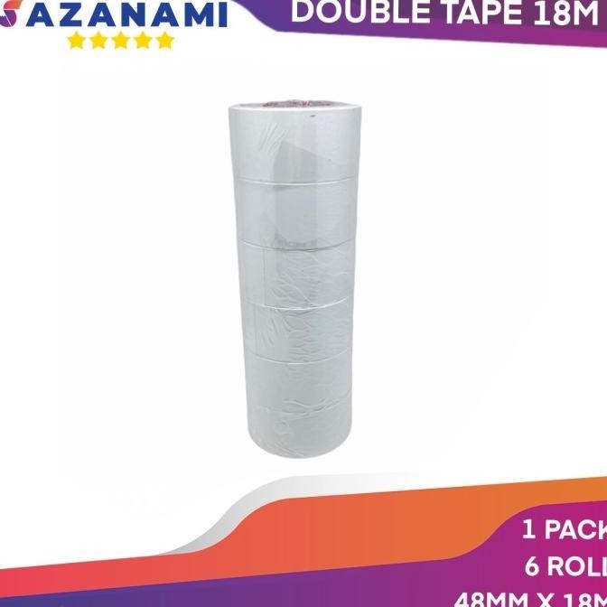 

DOUBLE TAPE 2" 48MM x 18M DOUBLETAPE KERTAS PUTIH SAZANAMI ISI 6ROLL