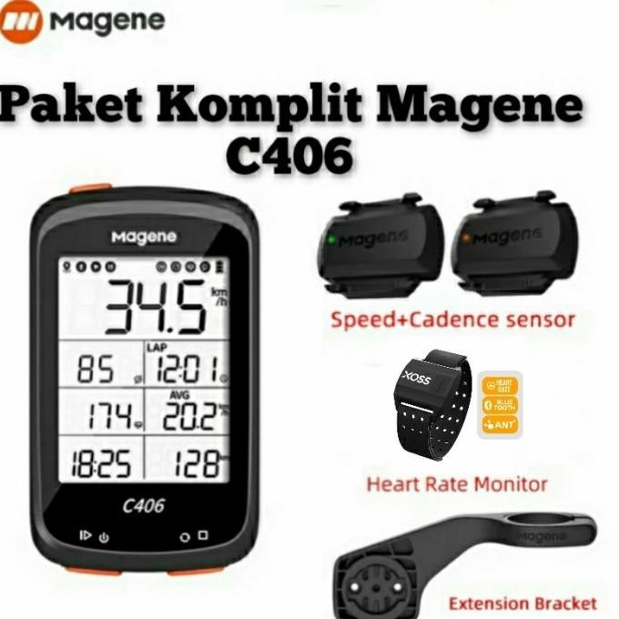 Paket Komplit Magene C406 Spedometer Bike Computer Gps Mtb Road