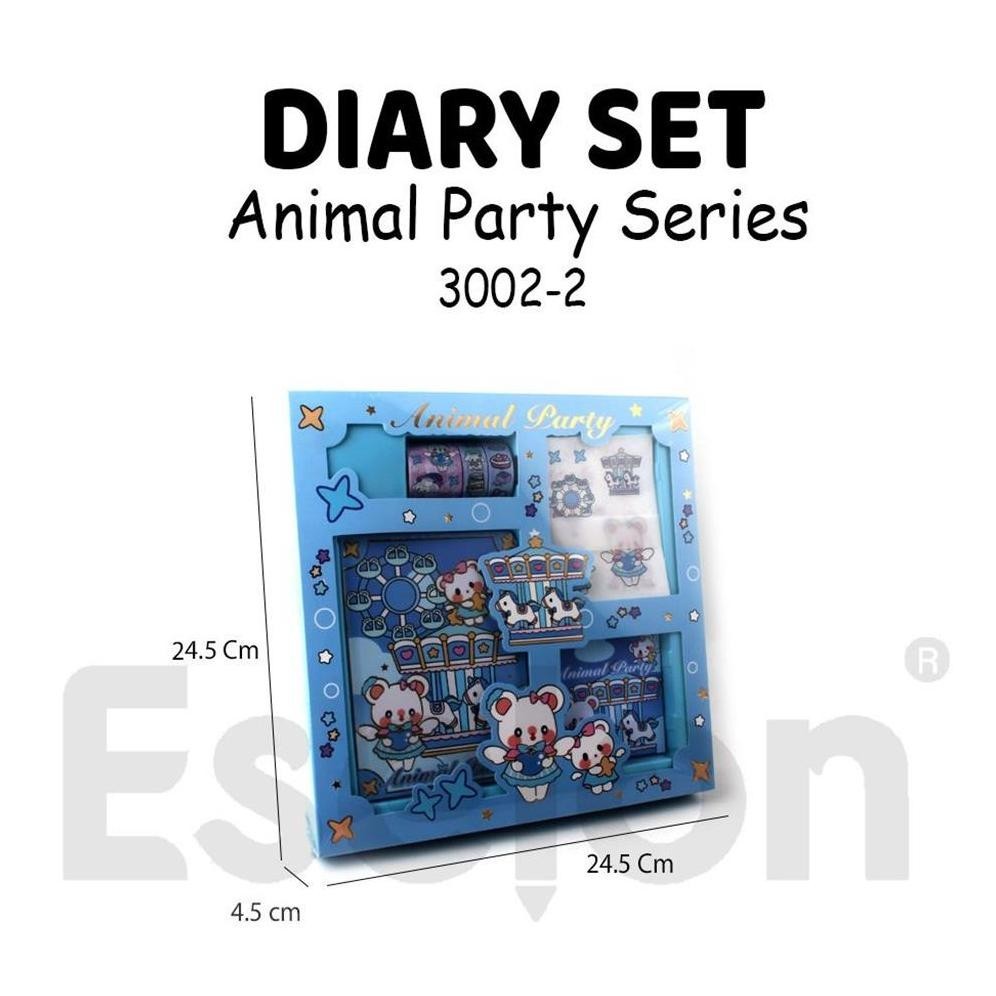 

Ow42 1set Diary +Sticker Animal Party / Notebook Set Fancy 3002-2 Viral