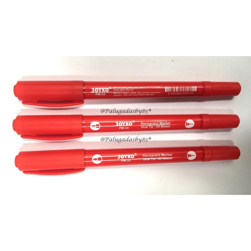 

As23 (1 Pak Isi 12 Pcs) JOYKO Permanent Marker JOYKO PM-31 PM-32 PM-33 Dual Tip / Spidol Permanen Dual Tip Joyko PM-31 / Joyko PM31 / Joyko PM 31 Terlaris