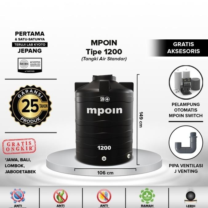Tangki Air / Tandon / Toren MPOIN PLUS 1200 Liter