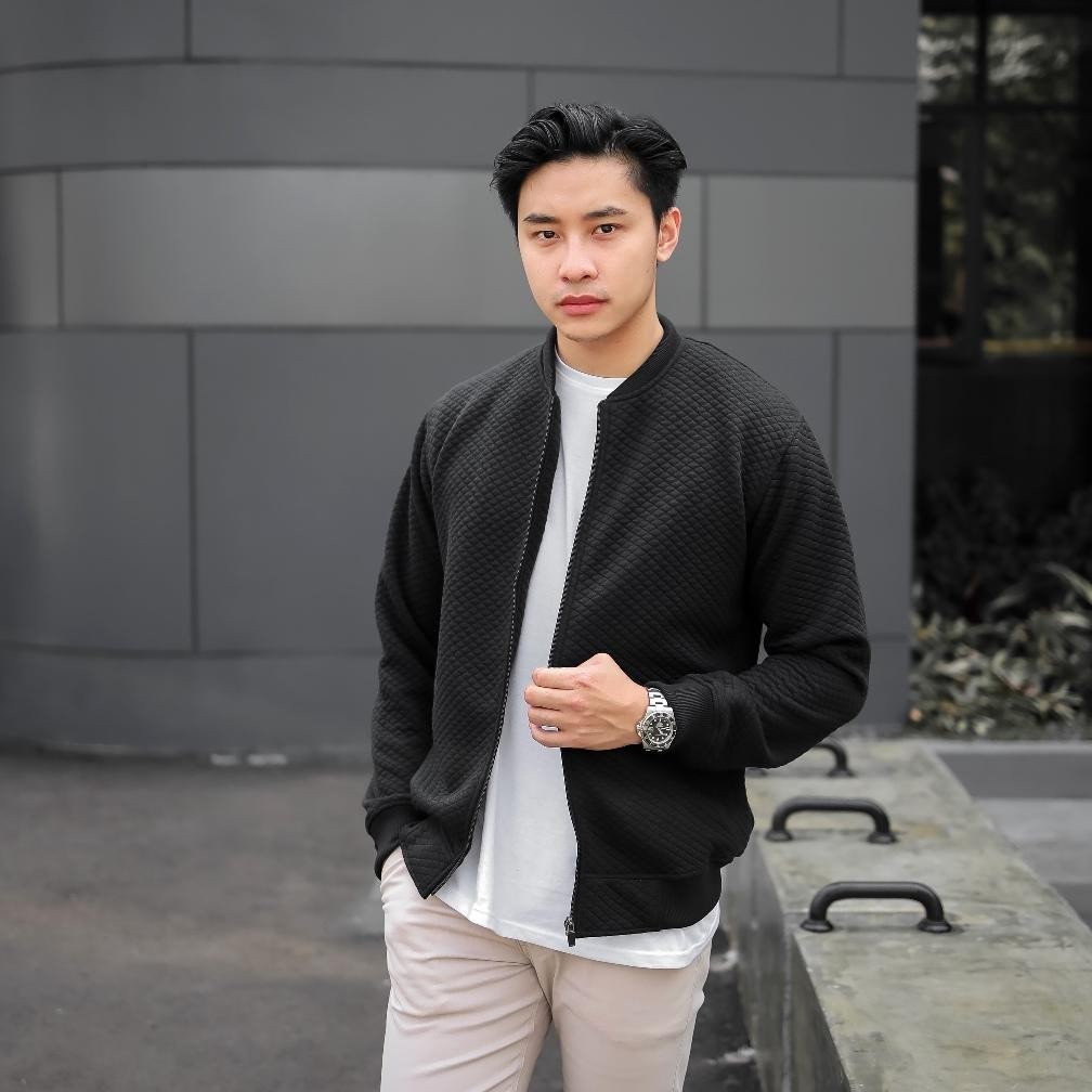 Jaket Pria Keren Bomber Pria Diamond Black