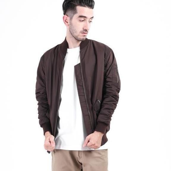 Jaket Pria Keren Bomber Pria Coklat