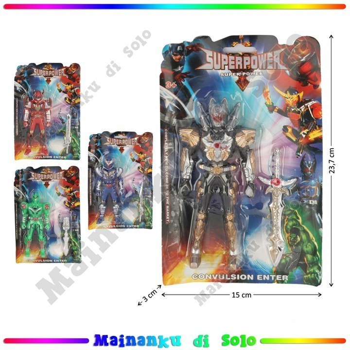 [Mainanku] Mainanku Mainan Anak Figure Armor Hero 1 Pcs Baterai Operation Lampu Dan Senjata Super Po