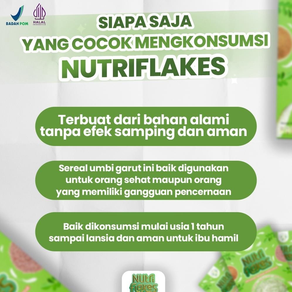 

see-97 Nutriflakes - Original Minuman Umbi Garut Ekstrak Daun Kelor Bantu Atasi Asam Lambung Maag Kronis Mual Muntah Kontrol Kolestrol Kolesterol Suplemen Makanan Diet Tingkatkan Antibody Lancarkan Pencernaan Isi 280gr Berkualitas