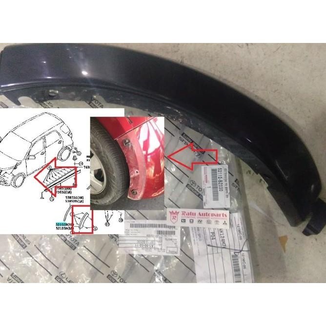 Over Fender Depan Samping Bemper Depan Toyota Rush