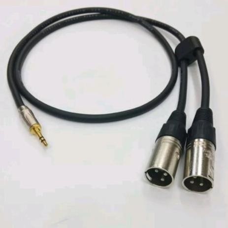 KABEL UNTUK MIXER KE HANDPHONE / 2 JEK CANON TO JEK MINI STEREO