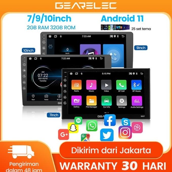 Gearele Head Unit Double Din Android 11 Bluetooth Wifi Gps 7 9 10 Inch