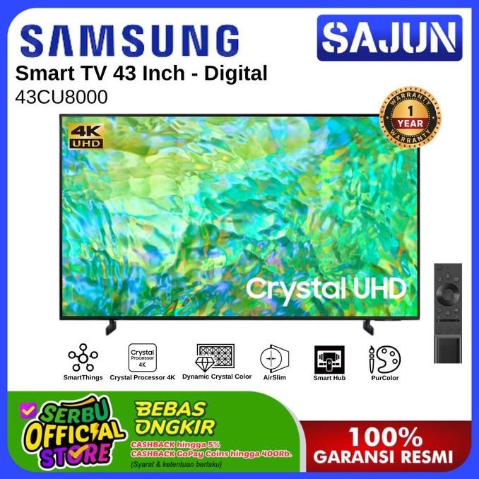 Samsung Smart Tv 43Cu8000 Crystal Uhd 4K Tv Led 43 Inch Ua43Cu8000