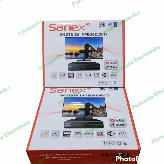 Set Top Box Sanex Sn-Stb1801 Penerima Siaran Tv Digital Mpeg4 Dvb-T2
