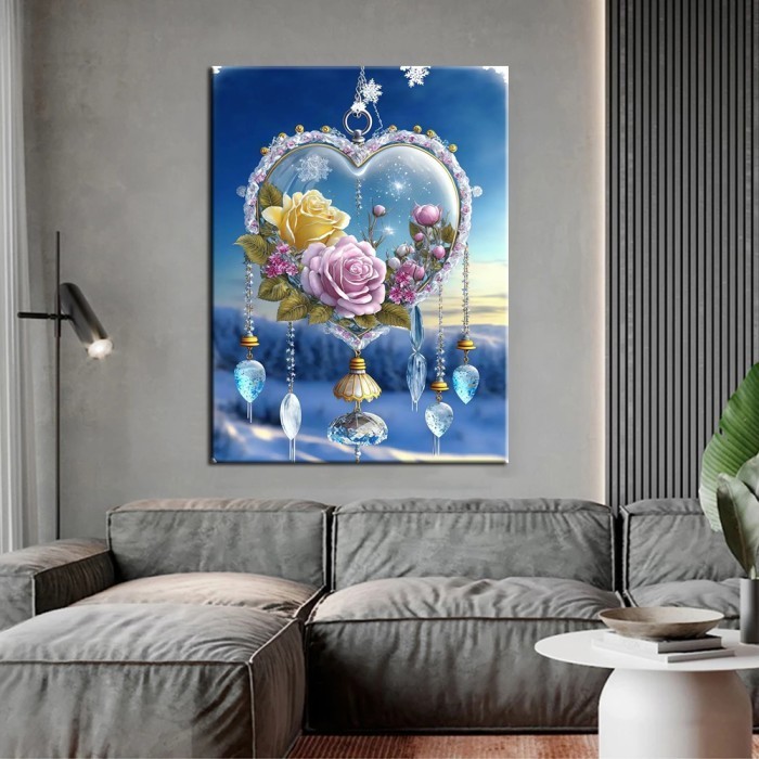 Aray 5D Diy Bordir Berlian Lonceng Angin Dan Bunga Berlian Lukisan Sulaman