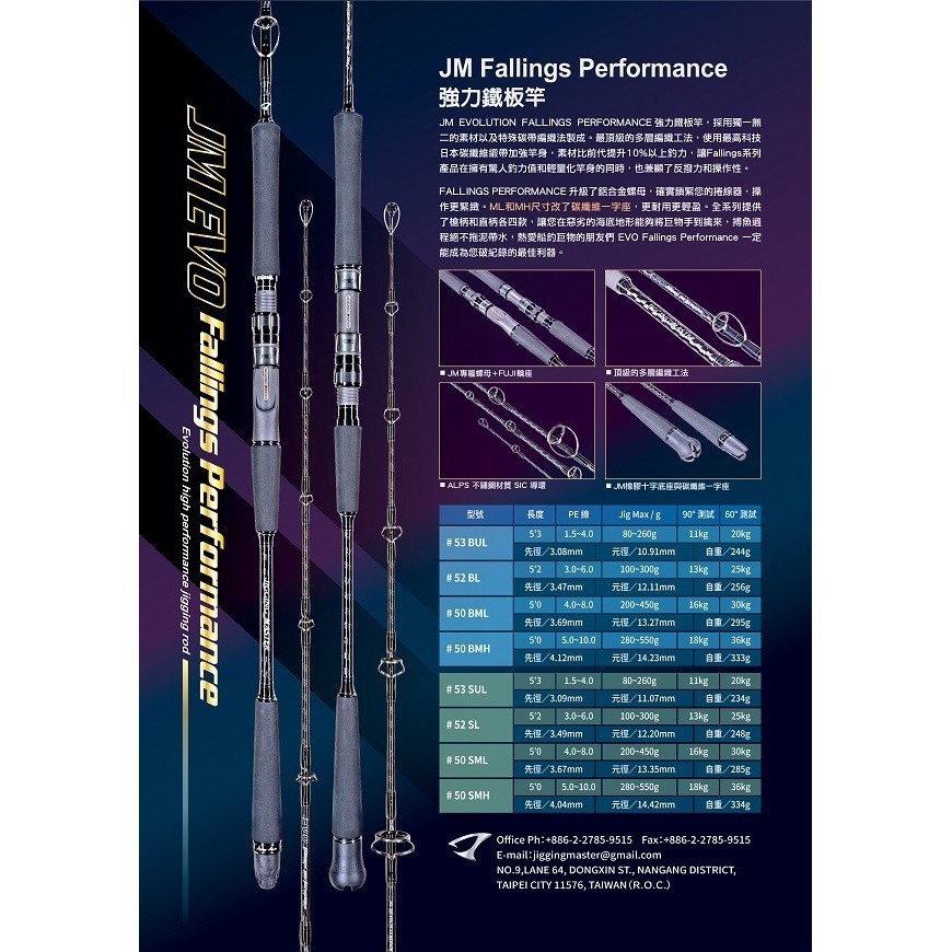 Jigging Master 50BMH Evolution Fallings Performance Jigging Rod PE5-10 Joran OH
