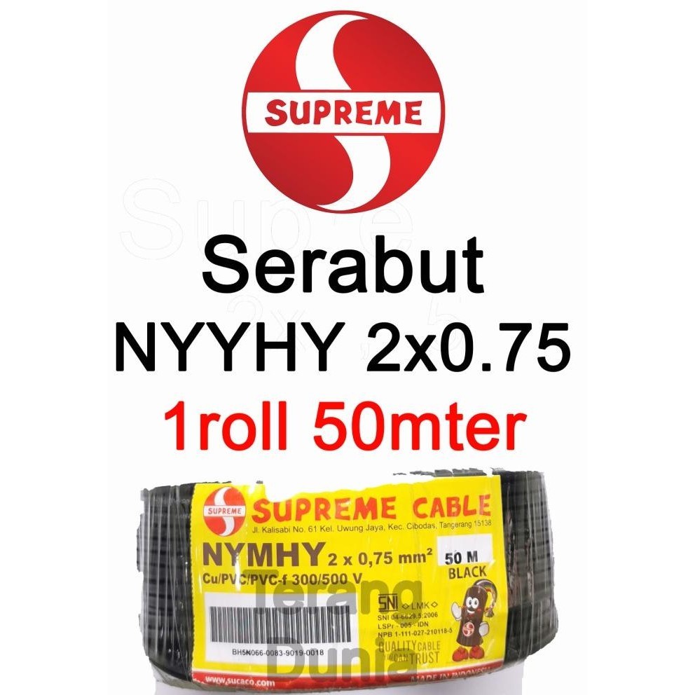 Kabel NYYHY 2x0.75 Supreme Kabel Serabut 2x0.75 Supreme Rol NYMHY 2x0.