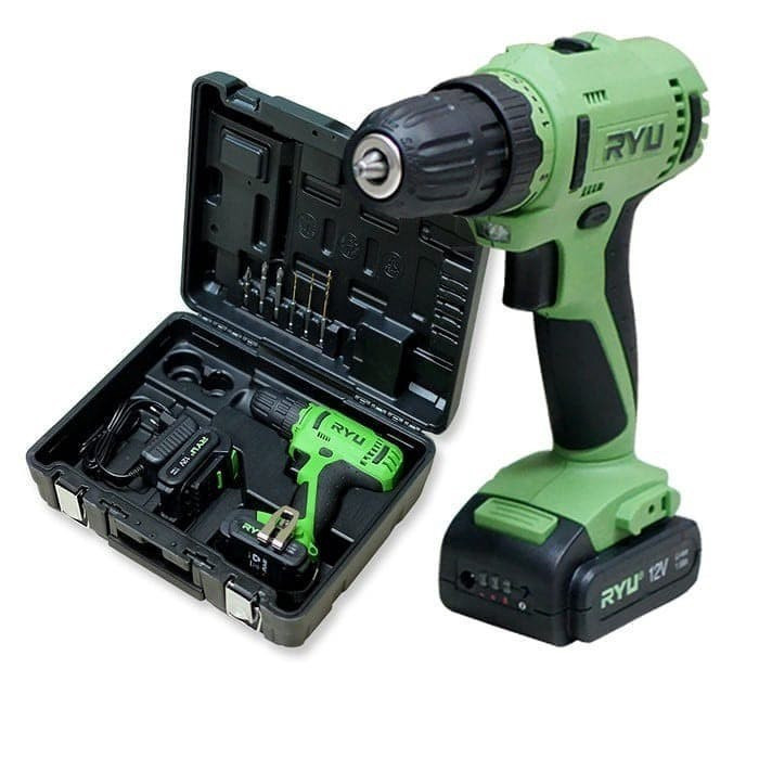 Originial Bor Baterai Ryu 12V Set / Cordless Drill / Bor Tanpa Kabel Ryu 12 Volt Asli
