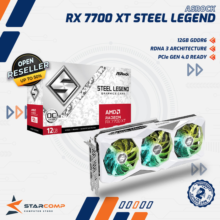 Asrock Radeon Rx 7700 Xt Steel Legend 12Gb Gddr6 Oc Vga Rx7700Xt