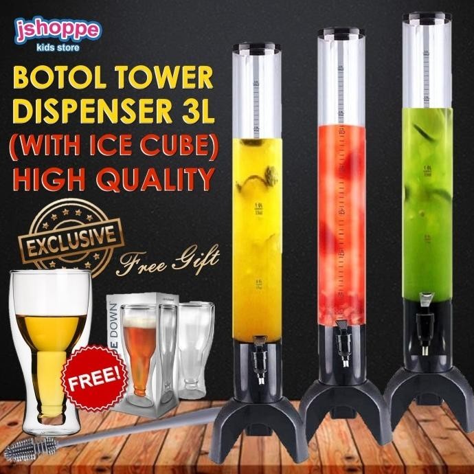 3L Ice Cube Beer Tower Dispenser / Botol Tower / Bir Tower