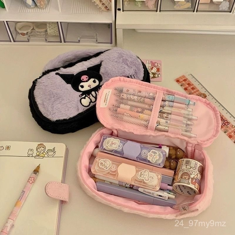 

Clow M Student Sanrio Large Capacity Plush Cute Pupils' Stationery Cosmetic Bag Pencil Case Storage CXA6