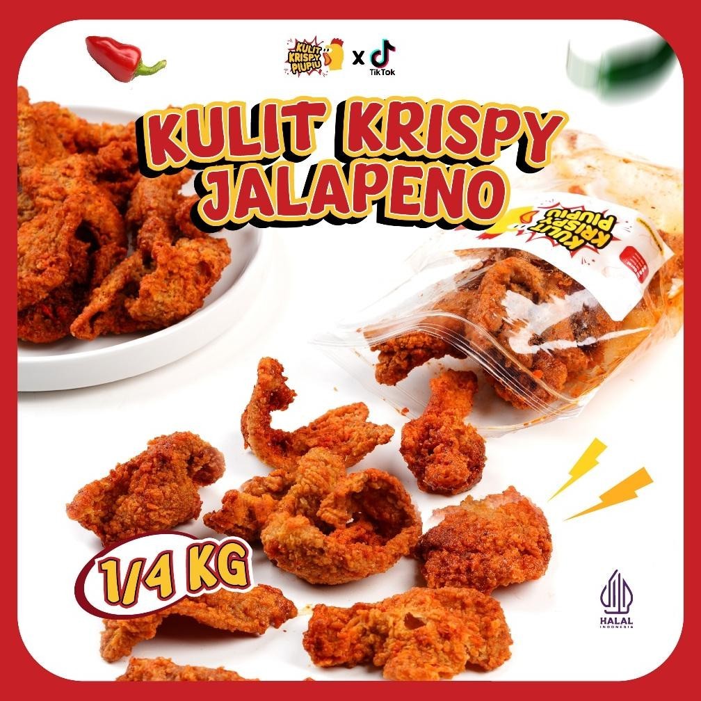 

PK32 Kulit Ayam Crispy PiuPiu 250gr Snacks Rasa Jalapeno/Original/Pedas Daun Jeruk Premium