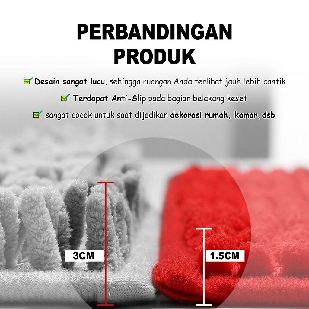 Keset Kaki Cendol crofiber Anti Slip 60x90cm/Tebal Anti Slip D5B2