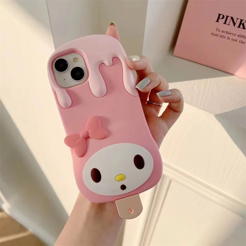 Cartoon soft silicone case for iPhone 11, 12, 13, 14 Pro Max, X, XR, XS, 7, 8 plus ice cream case