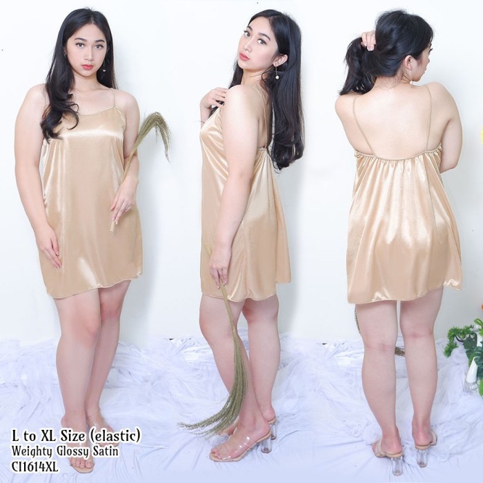 OBRAL baju tidur wanita dewasa Sexy dress pendek gold big size XL jumbo