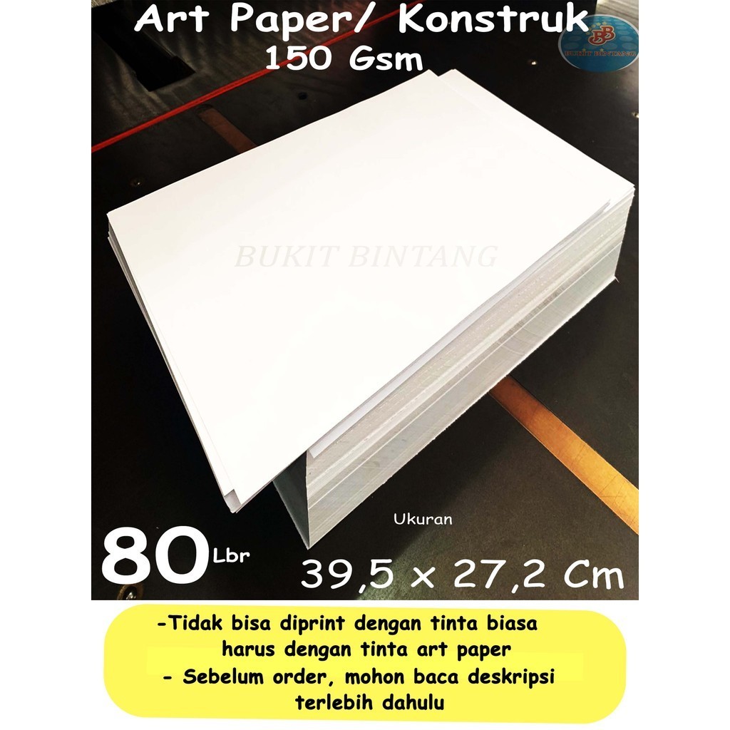 

Art Paper / Konstruk 150 Gsm Ukuran 39,5 x 27,2 Cm , 80 Lembar