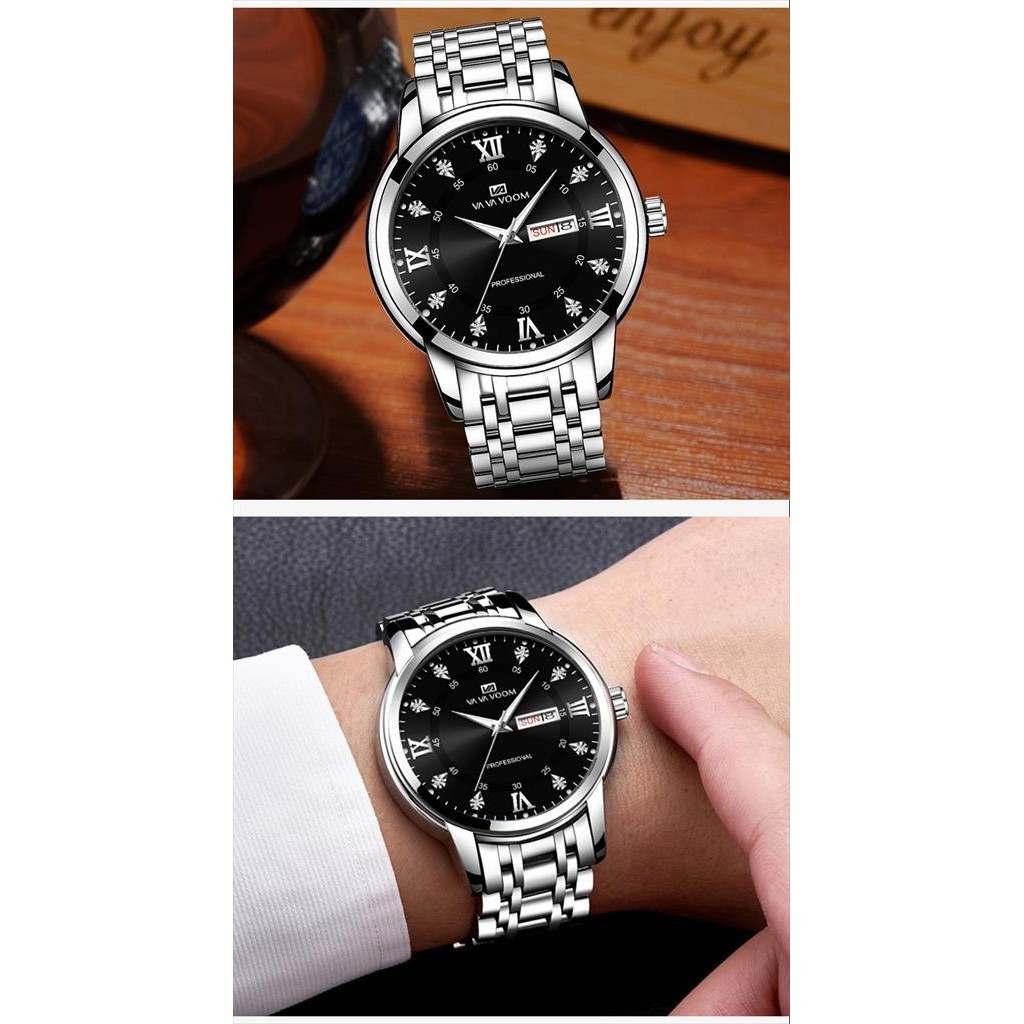 Jam Tangan Analog Date Pria Vavavoom 2461 Stainless Steel Water Resist