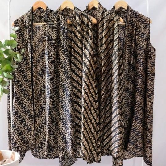Atasan Batik Outer Batik Wanita Batik Viscos Batik Hitam Ern Parang